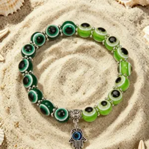 Multicolor / Average Size / Dark Green, Light Green + Alloy Palm