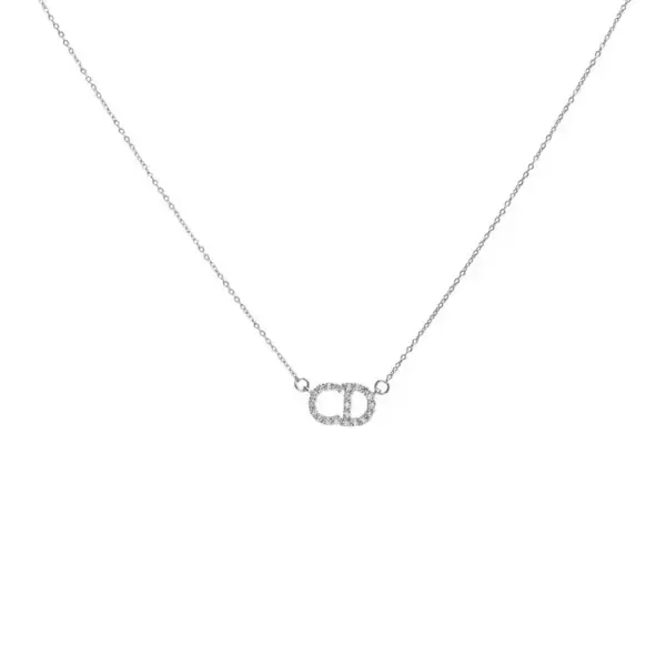 Wholesale Women’s Letter Pendant Necklace With Inlay Artificial Rhinestones, 18K Real Gold Plated Copper, Water Plating On Cable Chain