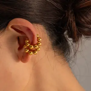 Wholesale PVD Coated Real Gold Plated 18K Gold Solid Color 304 Stainless Steel Simple Style Waterproof Non Tarnish Ear Cuffs