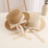 Wholesale Baby Girl Sun Hat Kidsren's Straw Hat Princess Beach Lace Bow Foldableing Sun Protection Sun Hat for Beach Outings
