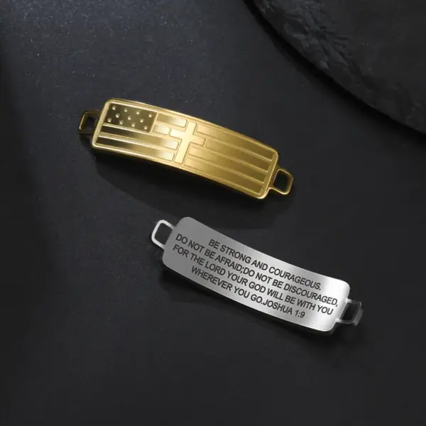 Wholesale American Flag Pendant In Electroplated Titanium Steel With Steel Color Finish, DIY Jewelry Accessory