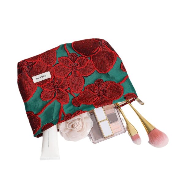 Wholesale Vintage Red Jacquard Canvas Cosmetic Bag Large Capacity High-Level Clutch Bag Storage Bag Coin Purse