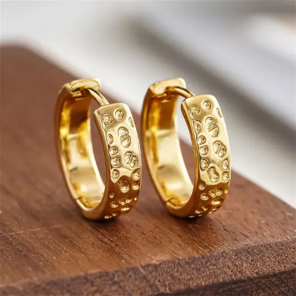 Wholesale Three-dimensional Geometric Earrings For Women In Copper With KC Golden Water Plating And 0.03µm Thickness