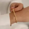 Wholesale 18K Gold Plated 316L Stainless Steel Geometric Waterproof Non Tarnish Surgical Steel Simple Style Bracelets For Women's