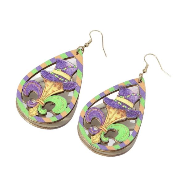 oly-e2bd05f21781b19026952edbf41b5008 Wholesale 1 Pair Ladies Cross Border Carnival Drop Type Croheart Mask Lightweight Wooden Earrings