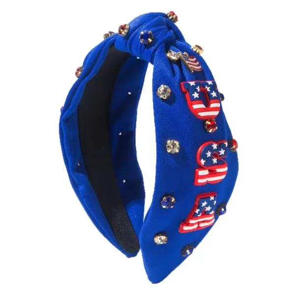 oly-e304eb79fd76e3f00f4c06bf1e4cdd08 Wholesale Vintage Style Jewelry Headband For Women In Cloth Material With Rhinestone Embellishments, Perfect For American National Day