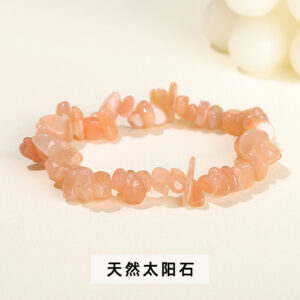 Natural Sun Stone Gravel Bracelet / 5-8mm