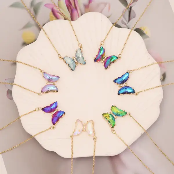Wholesale PVD Coated 18K Gold Real Gold Plated Butterfly Stainless Steel Elegant Waterproof Non Tarnish 304 Stainless Steel Necklace