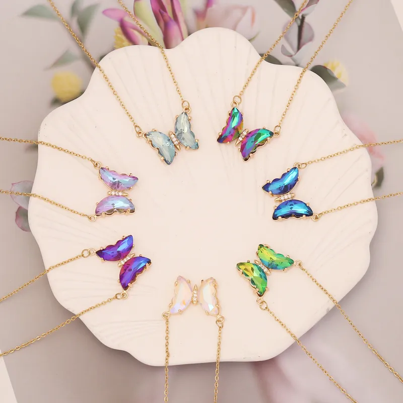 Wholesale PVD Coated 18K Gold Real Gold Plated Butterfly Stainless Steel Elegant Waterproof Non Tarnish 304 Stainless Steel Necklace