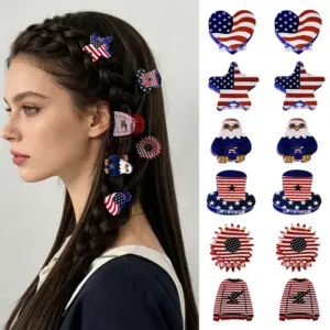 Wholesale American Flag Hair Claws For Women In Acrylic, Perfect Hairpin Accessory For Independence Day And Spring