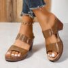 oly-e32260f90c1121fd10b0d79f34627e4a Wholesale plus size slope heel fish mouth slippers stone pattern square front and rear broadband rear air wear sandals and slippers