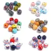 Wholesale Butterfly Printing Wood Beads, 10 PCS/Package, Available In Colour, Perfect For American National Day Crafts