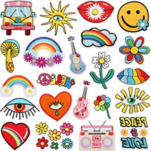 Wholesale The Eye of the Devil Embroidered Cloth Sticker Rainbow Bag Decoration Patch Sticker for Buses and Cars Colorful Flower Embroidered Sticker