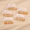Wholesale 3 Pairs Of Rhinestone Plain Hoop Earrings, Light Luxury Titanium Steel Studs, High-End Versatile 304 Stainless Steel Vacuum Electroplated (Fired) 18K Real Gold Plated Elegant Earrings