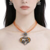 Wholesale Alloy Heart-Shaped Diamond Necklace, Edelweiss Alloy Set Pendant Jewelry