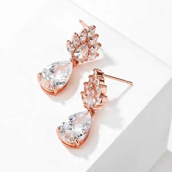 Wholesale RAKOL New Copper Inlaid AAA Grade Waterdrop Zircon Earrings Women Elegant Bride Wedding Dress Accessory Luxury Style