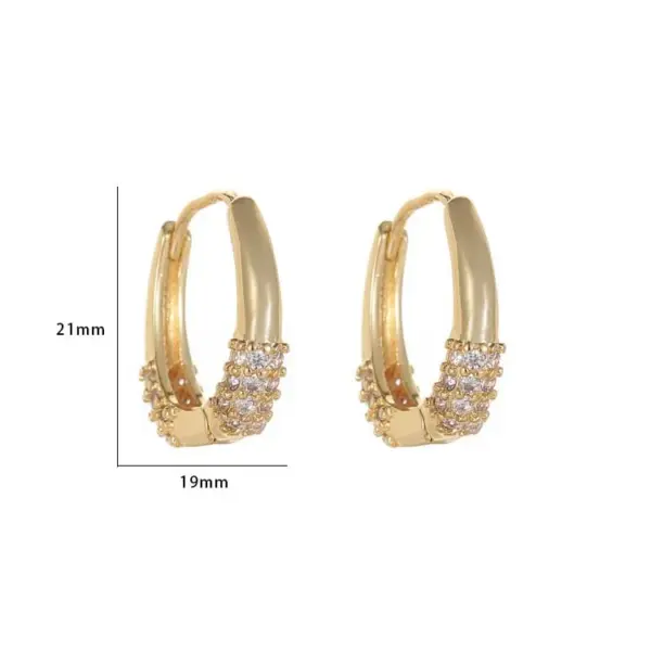 Wholesale U Shape Copper Earrings For Women With Zirconia Inlay And Copper Flat Backs