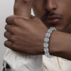 Wholesale Bracelet 12mm Wide Rock Sugar Chain Zircon Tennis Bracelet Flip Men's Hand Jewelry Trendy Factory Batch