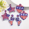 Wholesale Exaggerated Huichol Earrings For American National Day, Handmade Resin Unisex Earrings Featuring Seed Bead Inlay