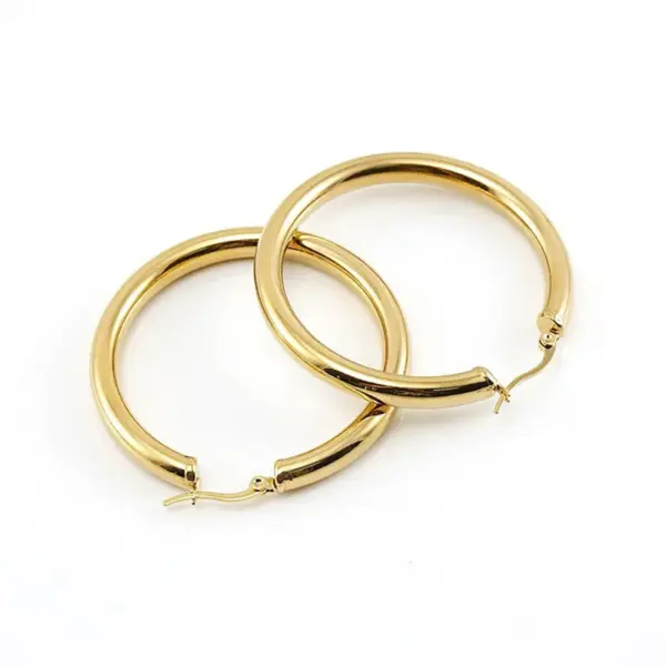 Wholesale Retro Geometric Titanium Steel Plating Hoop Earrings 1 Pair