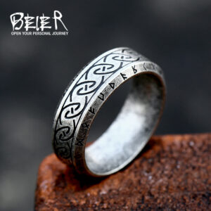 oly-e3640905eecee63ee2cf2c823d978ba2 Wholesale beier Japanese and Korean fashion simple titanium steel men's and women's ring wholesale Nordic retro Viking letter stainless steel ring