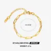 oly-e36faf59865a598a2ba2ffdf597601b0 Wholesale 304 Stainless Steel Solid Color Ion Plating (IP) 18K Gold Plated Simple Style IG Style Waterproof Non Tarnish Cable Chain Gold Chain Bracelet