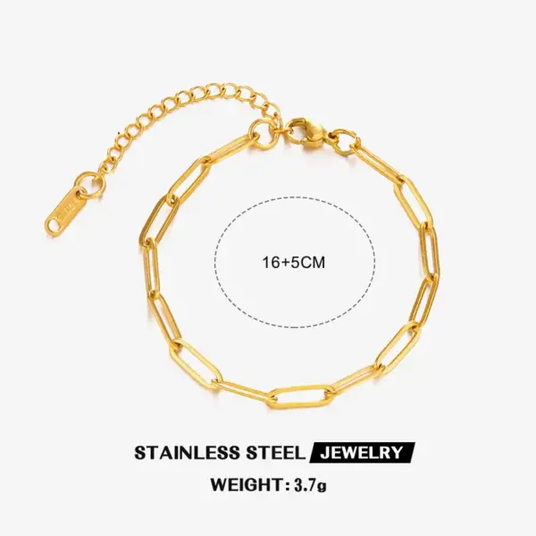 oly-e36faf59865a598a2ba2ffdf597601b0 Wholesale 304 Stainless Steel Solid Color Ion Plating (IP) 18K Gold Plated Simple Style IG Style Waterproof Non Tarnish Cable Chain Gold Chain Bracelet