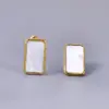 Wholesale 304 Stainless Steel Square PVD Coated Shell 18K Real Gold Plated 18K Gold Simple Style Waterproof Non Tarnish Plating Inlay Gold Drop Earrings