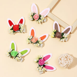 Wholesale Europe and the United States cross-border new children's headdress baby solid color flower rabbit ears hairpin girls cute side clip