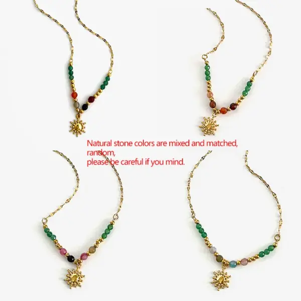 Wholesale 304 Stainless Steel Square Plate PVD Coated Natural Stone Real Gold Plated Simple Style Commute Waterproof Non Tarnish Surgical Steel Bamboo Necklace Lobster Trigger Clasp Closure Gold Pendant Necklace
