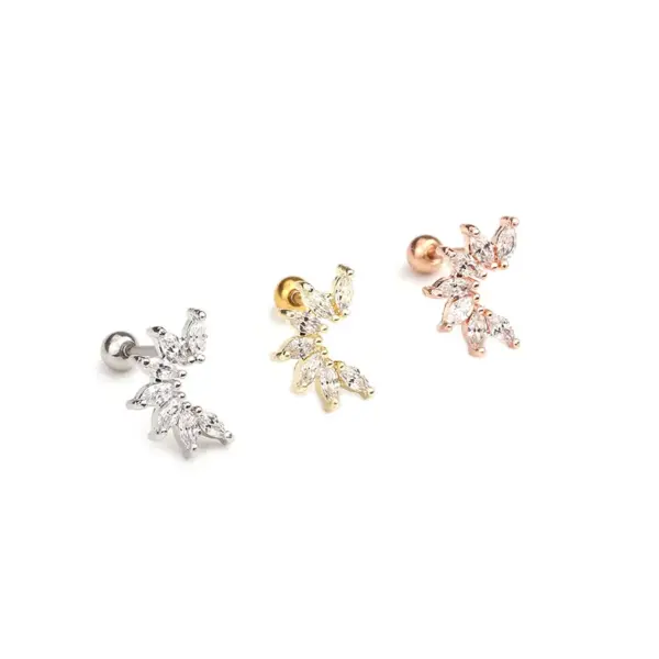 oly-e39093c76d1ffe2e0da111d5845fd7d7 Wholesale 316L Stainless Steel Copper Zircon Ear Cartilage Rings & Studs Star Waterproof Non Tarnish Surgical Steel Women'S