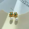Wholesale PVD Coated Real Gold Plated 16K Gold White Gold Plated Flower 304 Stainless Steel Casual Modern Style Artistic Waterproof Non Tarnish Drop Earrings