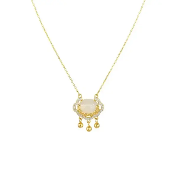 Wholesale Geometric Inlay Pendant Necklace For Women In Copper With 18K Real Gold Plated Water Plating And Artificial Rhinestones On Cable Chain