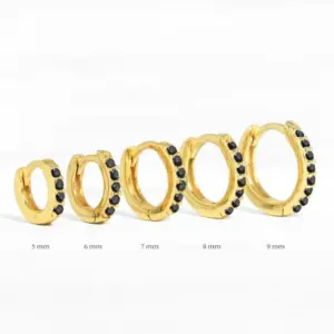 Yellow Gold Black Diamond 9mm