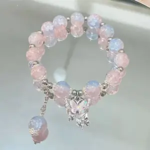 Blue Pink Jade Butterfly Bracelet