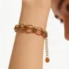 Wholesale Square Electroplated Bracelet For Women In 304 Stainless Steel With Real Gold PVD Coated Handmade Chain