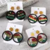 Wholesale Retro Round Multicolor Acrylic Stud Earrings With 304 Stainless Steel Posts For Women