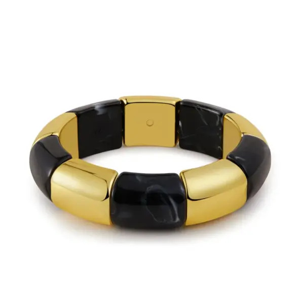 Wholesale Black Acrylic Bracelet Irregular Pattern Handmade Beaded Large Wide Jewelry Style - Nihaojewelry