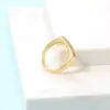 Wholesale Women’s Rectangle Claw Setting Ring In Brass With 18K Real Gold Water Plating And Zircon Inlay
