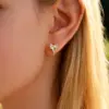 Wholesale Imitation Gold Plated Copper Water Plated Zircon Flower Butterfly Bow Claw Inlaid Hoop Earrings For Women