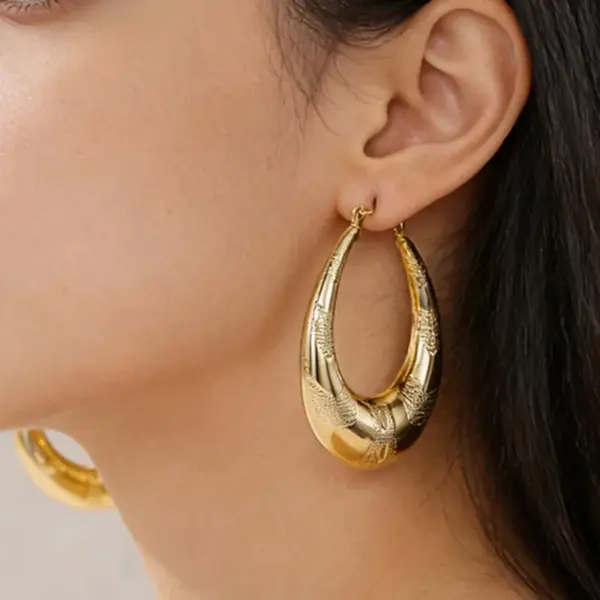 Wholesale Three-dimensional Geometric Earrings For Women In Copper With KC Golden Water Plating And 0.03µm Thickness