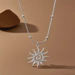 X035-Sun-Necklace-Steel Color