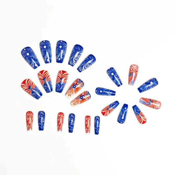 Wholesale Ballet Dream Detachable Nail Stickers Independence Day Wearable Fake Nails Silicone Material Grid - Nihaojewelry