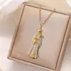 Wholesale Human Pattern Enamel Pendant Necklace For Adults In 304 Stainless Steel With KC Golden Water Plating And Rhinestones
