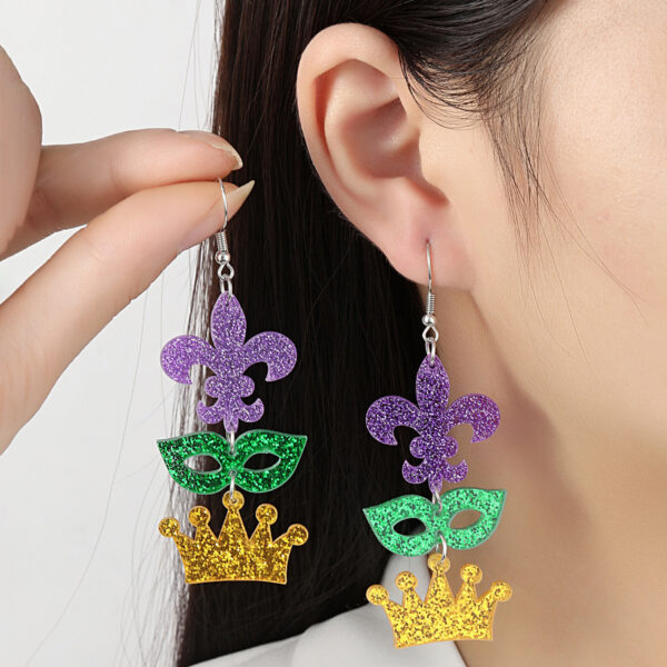 oly-e44af3c83977949694db5689744e79bb Wholesale Carnival Lobster Mask Crown Tri-color Acrylic Earrings Women's Earrings