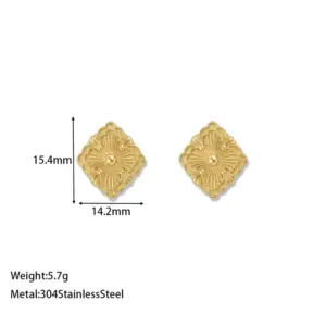Large-sized Earrings with Floral and Square Motifs