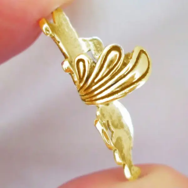 Wholesale Three-dimensional Geometric Clip Earrings For Women In Copper With KC Golden Water Plating And 0.03µm Thickness
