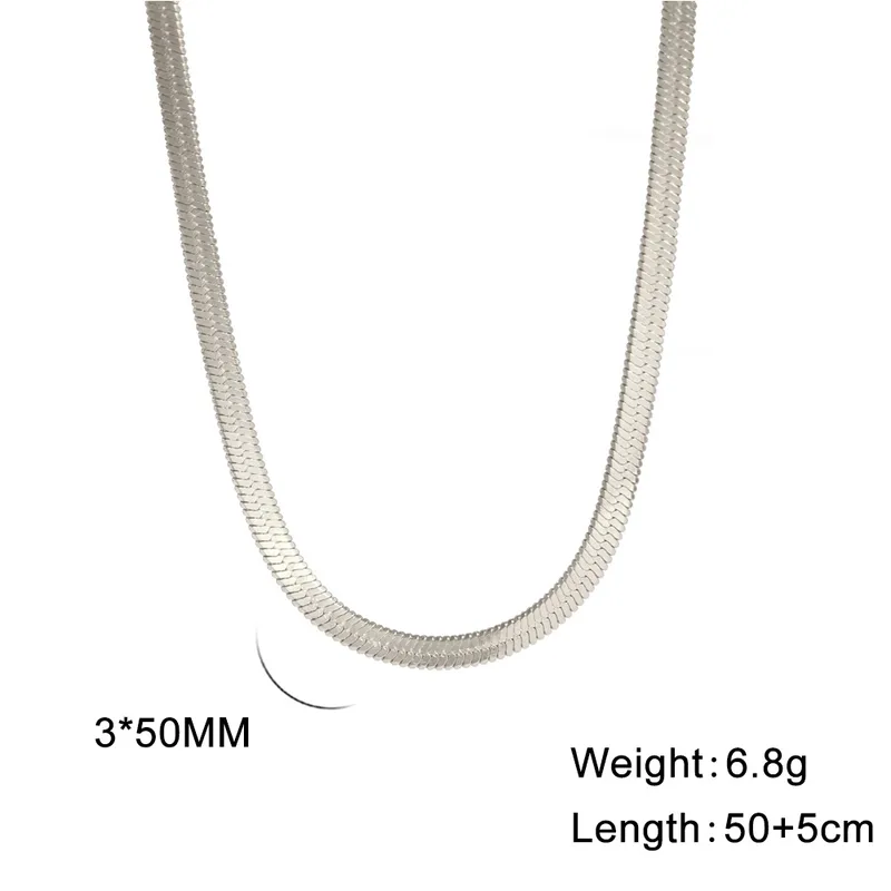 Wholesale Ion Plating (IP) 18K Gold Plated Chain Necklace 304 Stainless Steel IG Style Original Design Basic Waterproof Non Tarnish 304 Stainless Steel Lobster Trigger Clasp Closure Layered Necklaces Sweater Chain Long Necklace - Silver, 3mm wide, 50 5cm Long