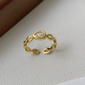 Gold Chain Square Zircon Ring
