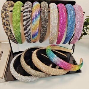Wholesale Amazon Cross-border High-end Color Full Diamond Hair Hoop Women's Simple Fashion All-match High-end High-head Headband Hair Accessories